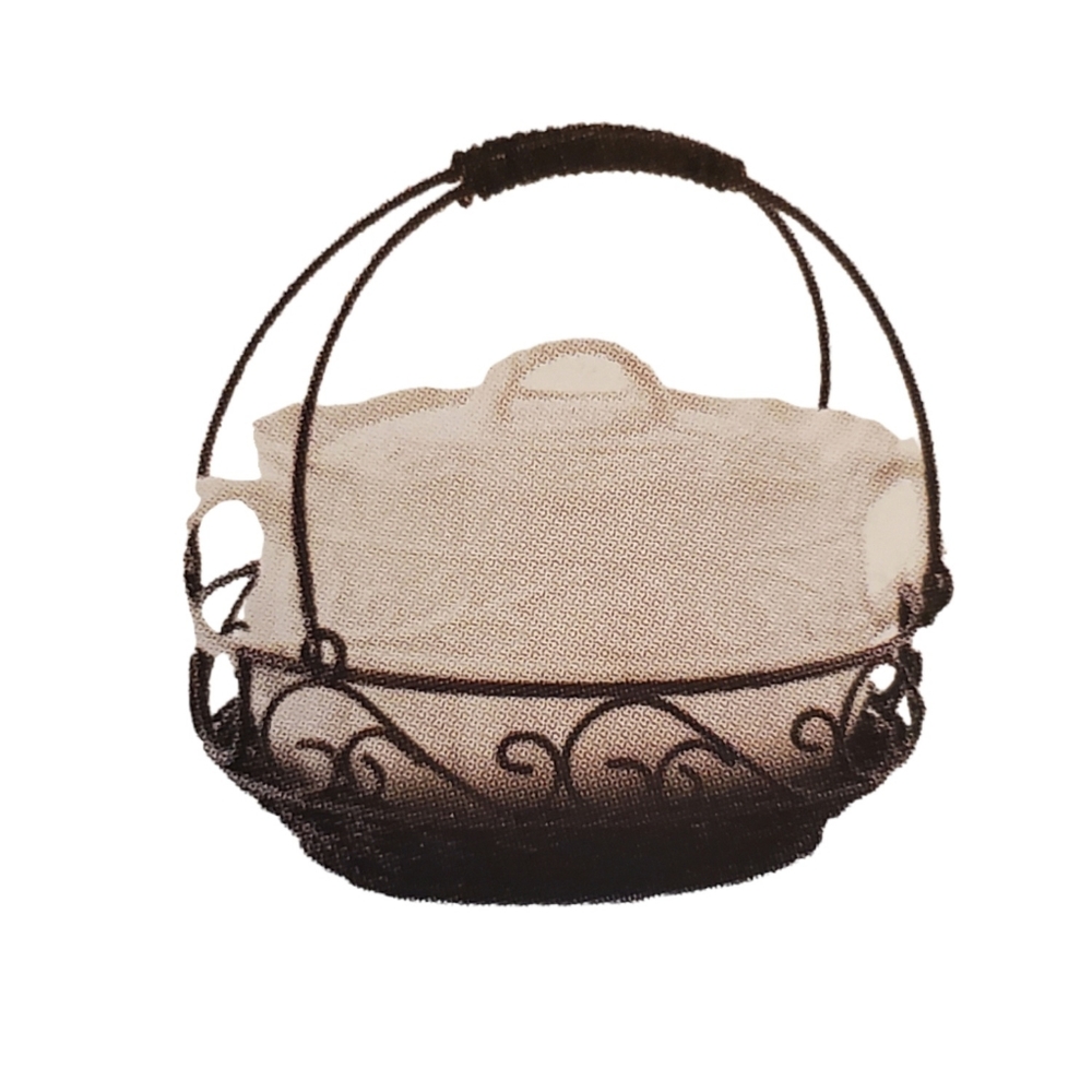 Celebrating Home Oval Metal Basket with handles and scroll design. New - Picture 4 of 8